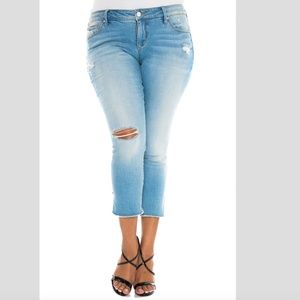 Slink Jeans Fray Hem Ripped Crop Jeans Size 16